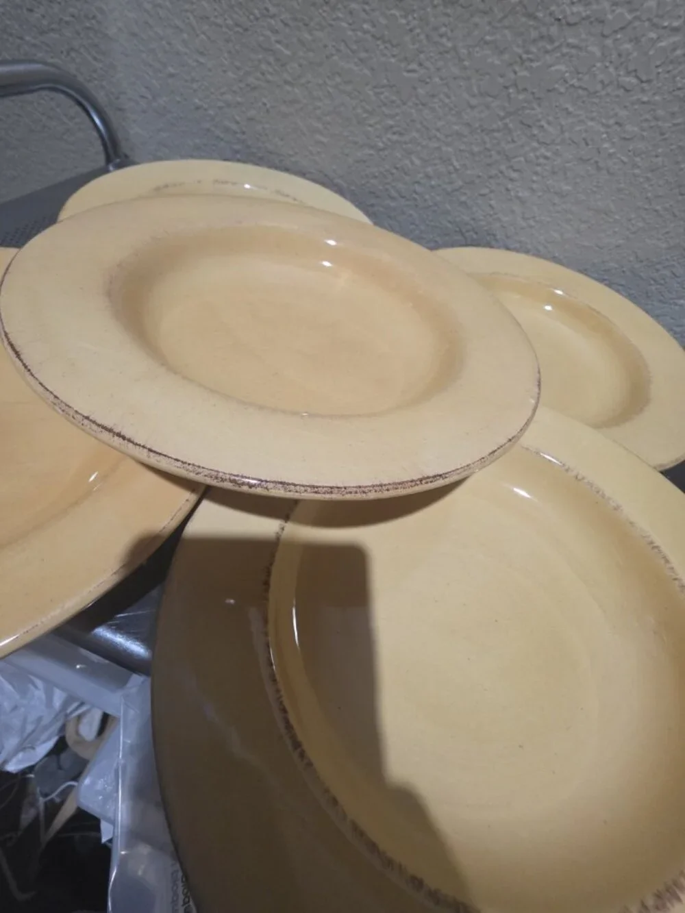 Pier One Toscana Gold Yellow Soup Bowls Set Of 5 Wide Rim Stoneware